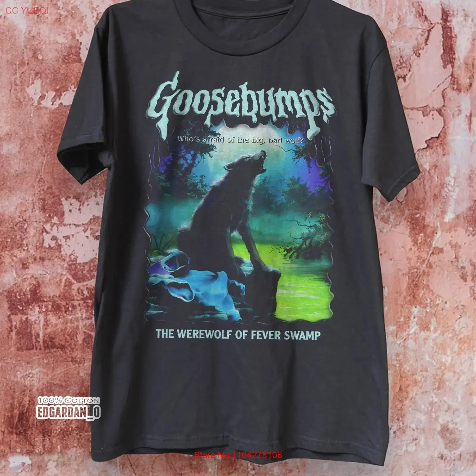 T-shirt noir Goosebumps The Werewolf of Fever Swamp 2003, taille S 5XL, vêtements de créateur vintage lavés, haut pour un usage quotidien