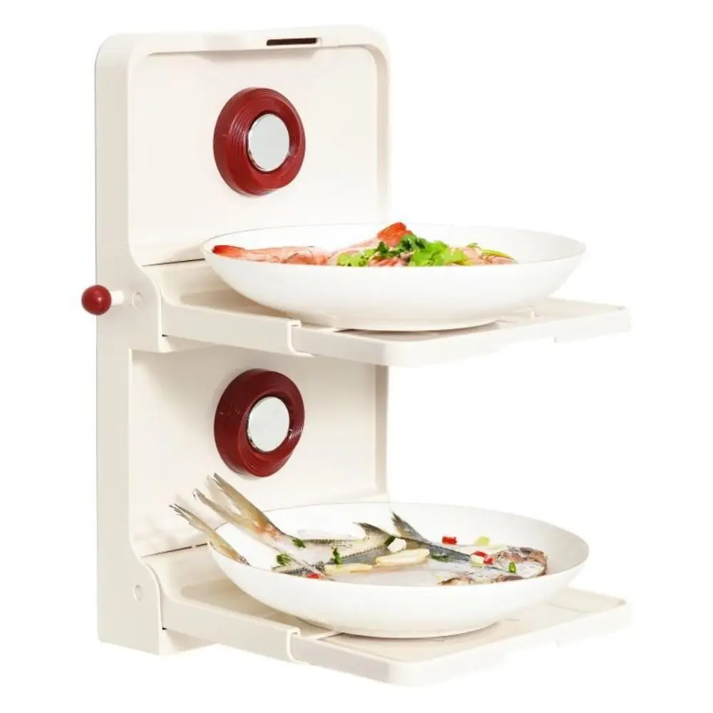 Multi-layer Food Preparation Rack Suction Cup Type No Punching Folding Seasoning Rack Space Saving Wall Mounted