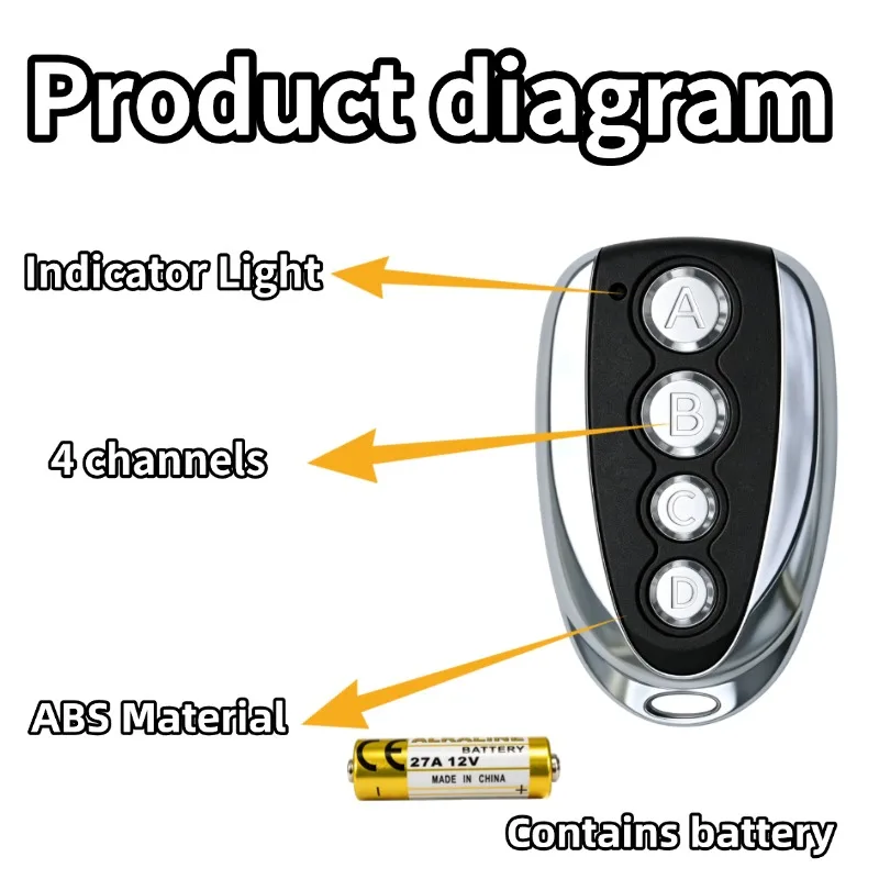 433Mhz Fixed Code Remote Duplicator Garage Door Remote Control Opener Electric Face to Face Car Gate Transmitter Newest