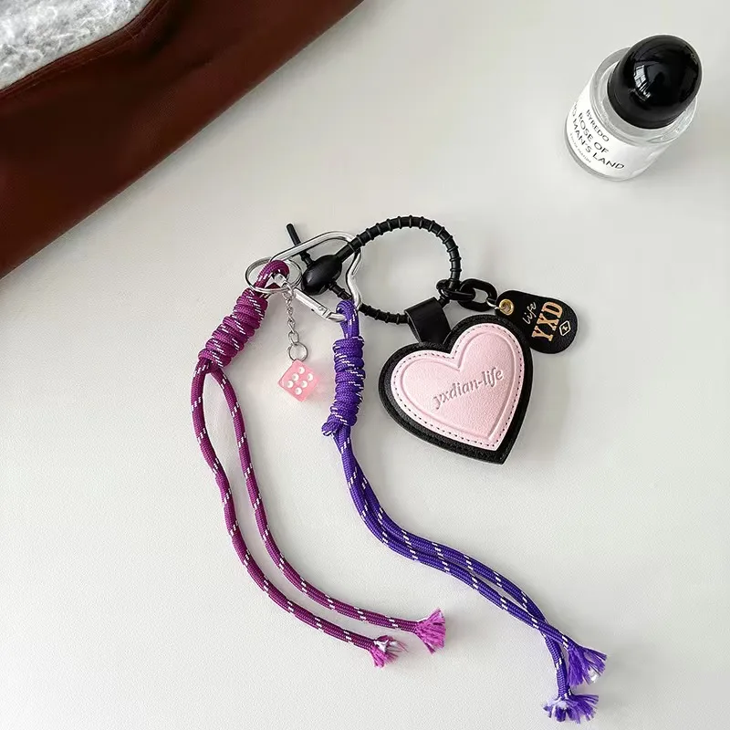 Original Paris Fashion miu Matching Color Climbing Rope Bag Charms Love Shape Pendant Key Pendant Bag Pendant Party Gifts