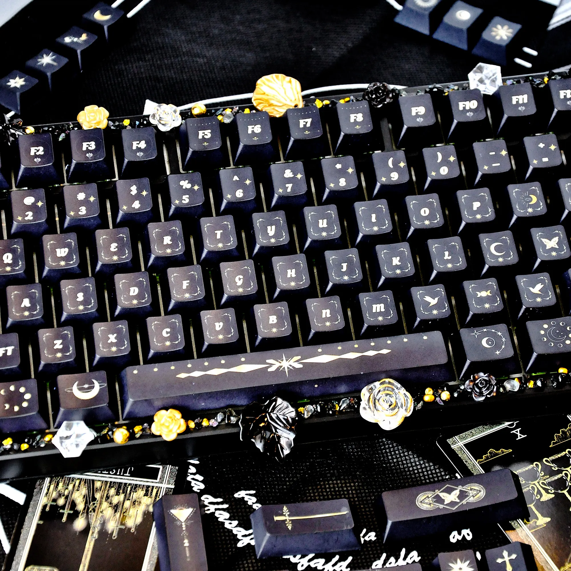 MAIMOOO Keycap Retro Black & Gold PBT Cherry For DIY AULA Mechanical Keyboard Black Keycaps