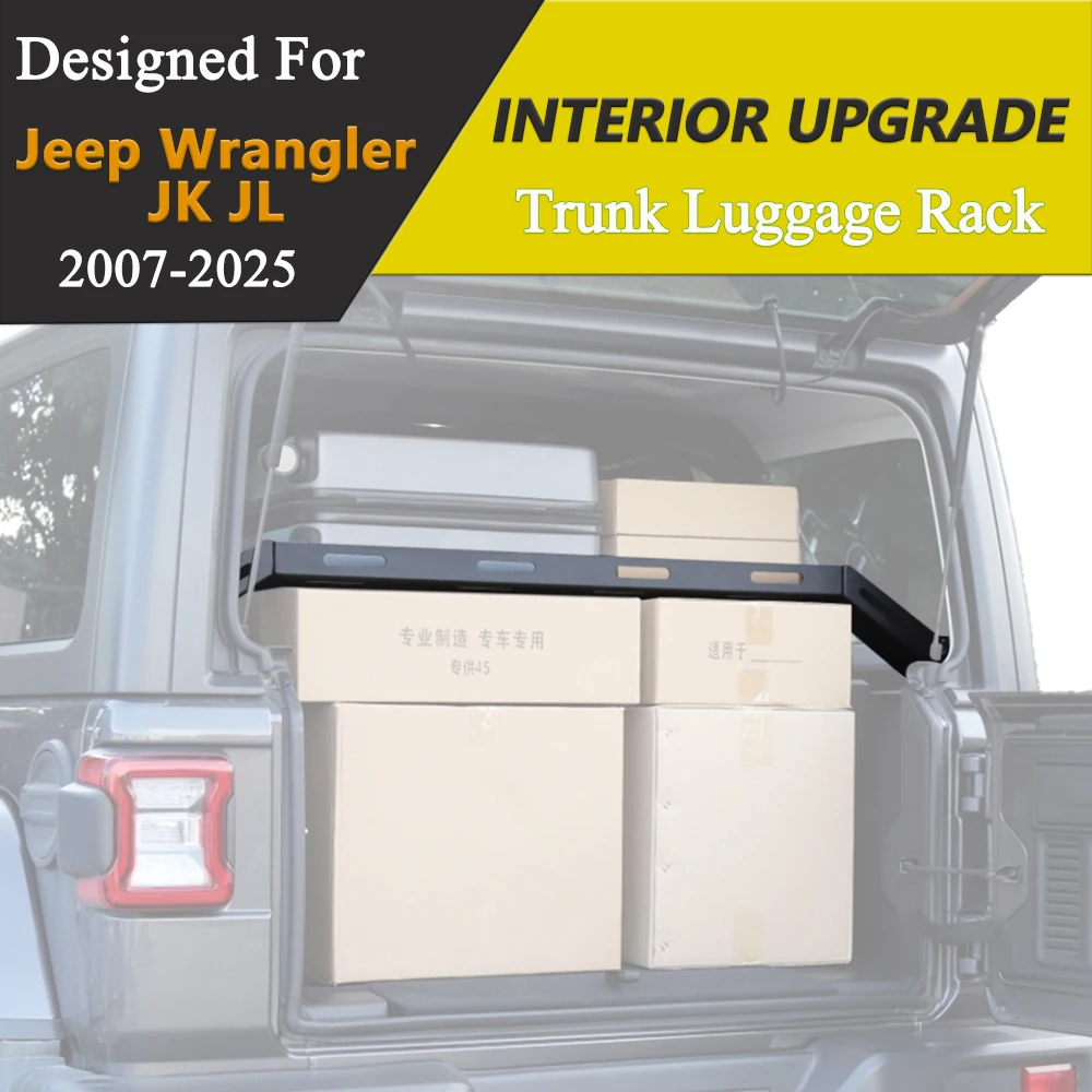 Rear Trunk Cargo Shelf Luggage Rack Storage Organizer For Jeep Wrangler JK 2007-2017 JL 2018-2025 Stowing Tidying Accessories