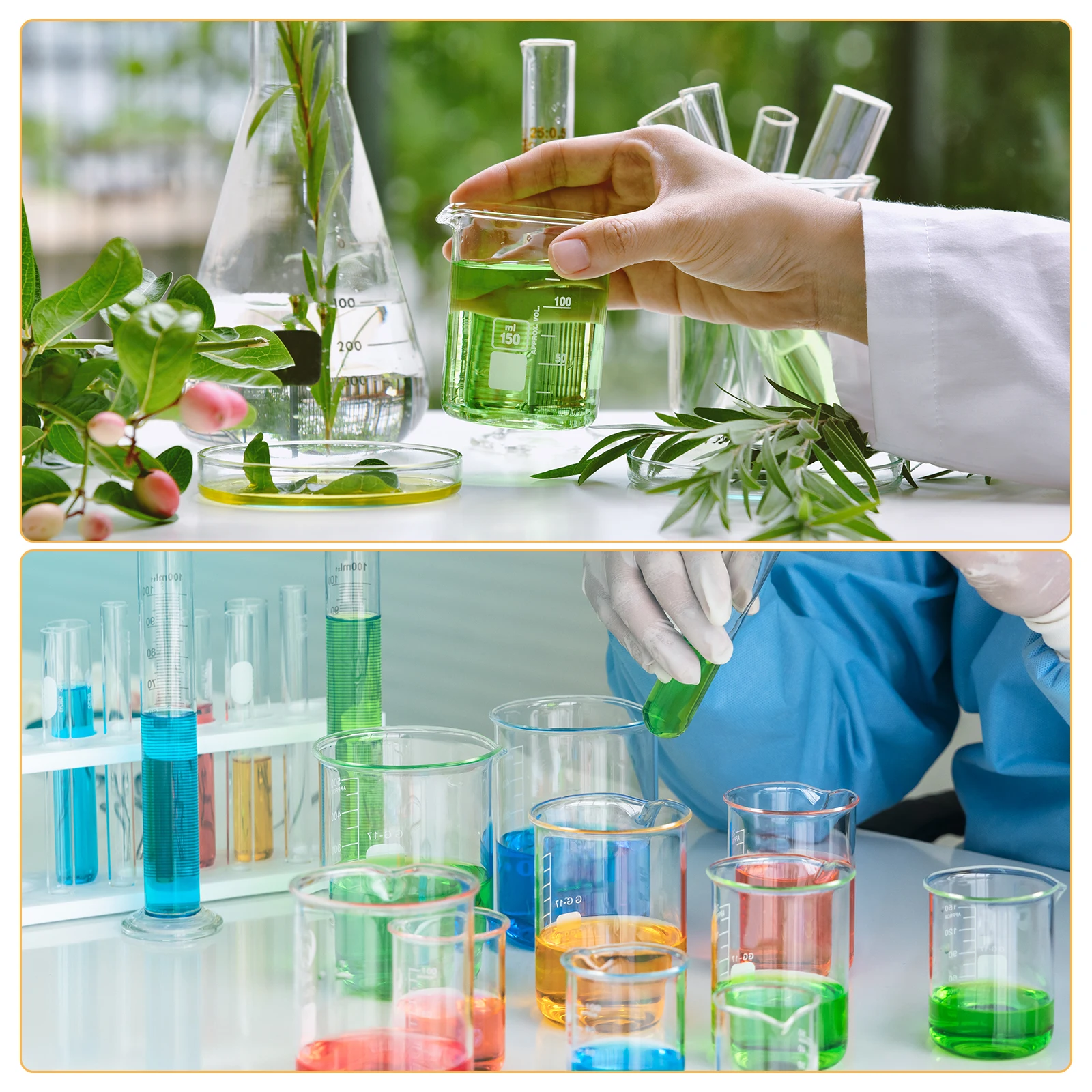 2/6/12 szt. Kielichy laboratoryjne z szkła borokrzemowego 3.3, z podziałką, kubki miarowe z wylewakiem, 50-2000 ml, niskie. — zdjęcie produktu 6
