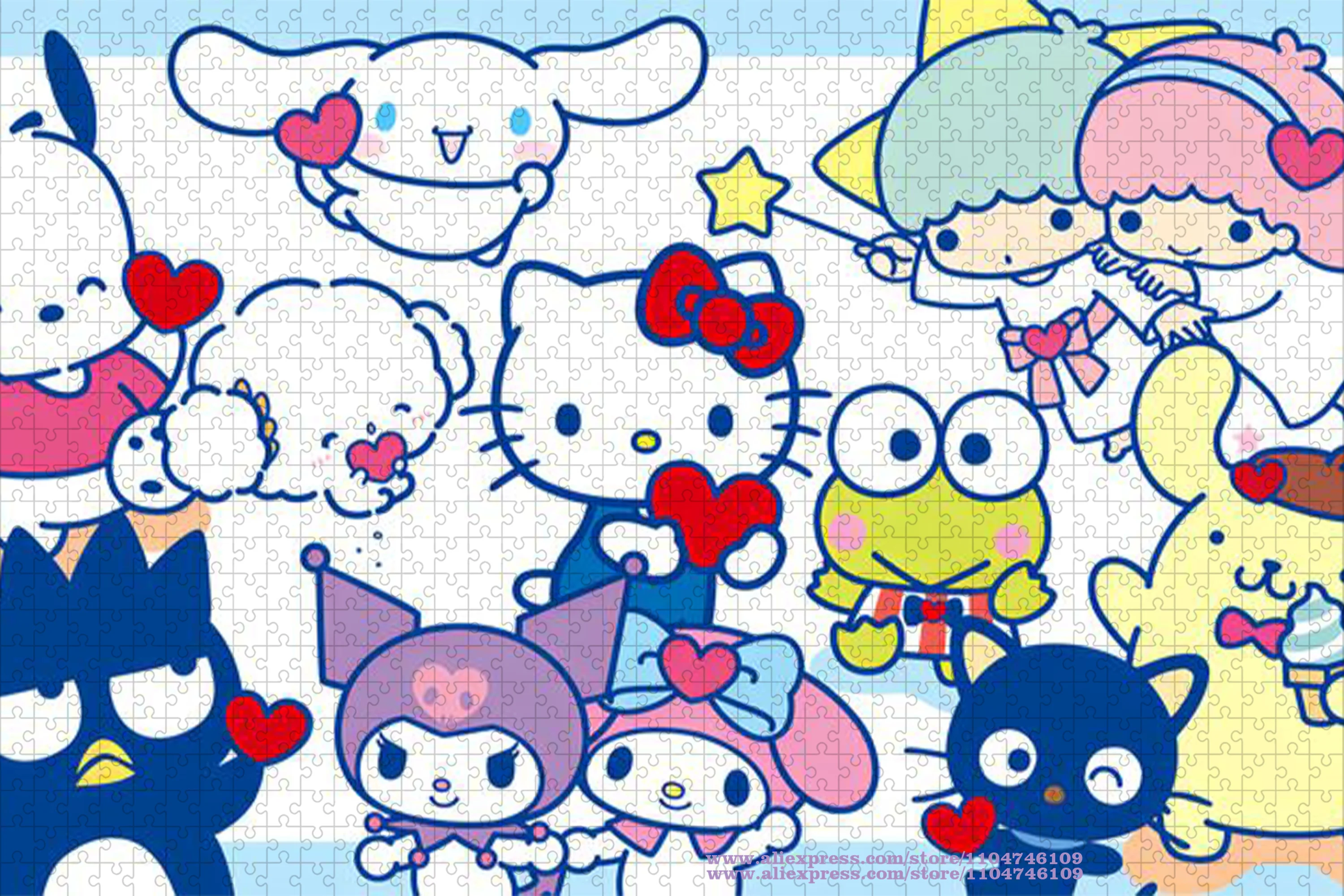 Miniso Sanrio Puzzle Jigsaw Cartoon Anime Hello Kitty Kuromi Cinnamoroll 108/200/300/500/1000/1500Pcs Intelligence Puzzles