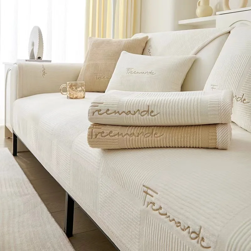 Non-SlipThicken Plush Sofa Cushion Mat Modern Simplicity Sofa Towel Home Couch Winter Milk Plush Sofa Cover for Living Room