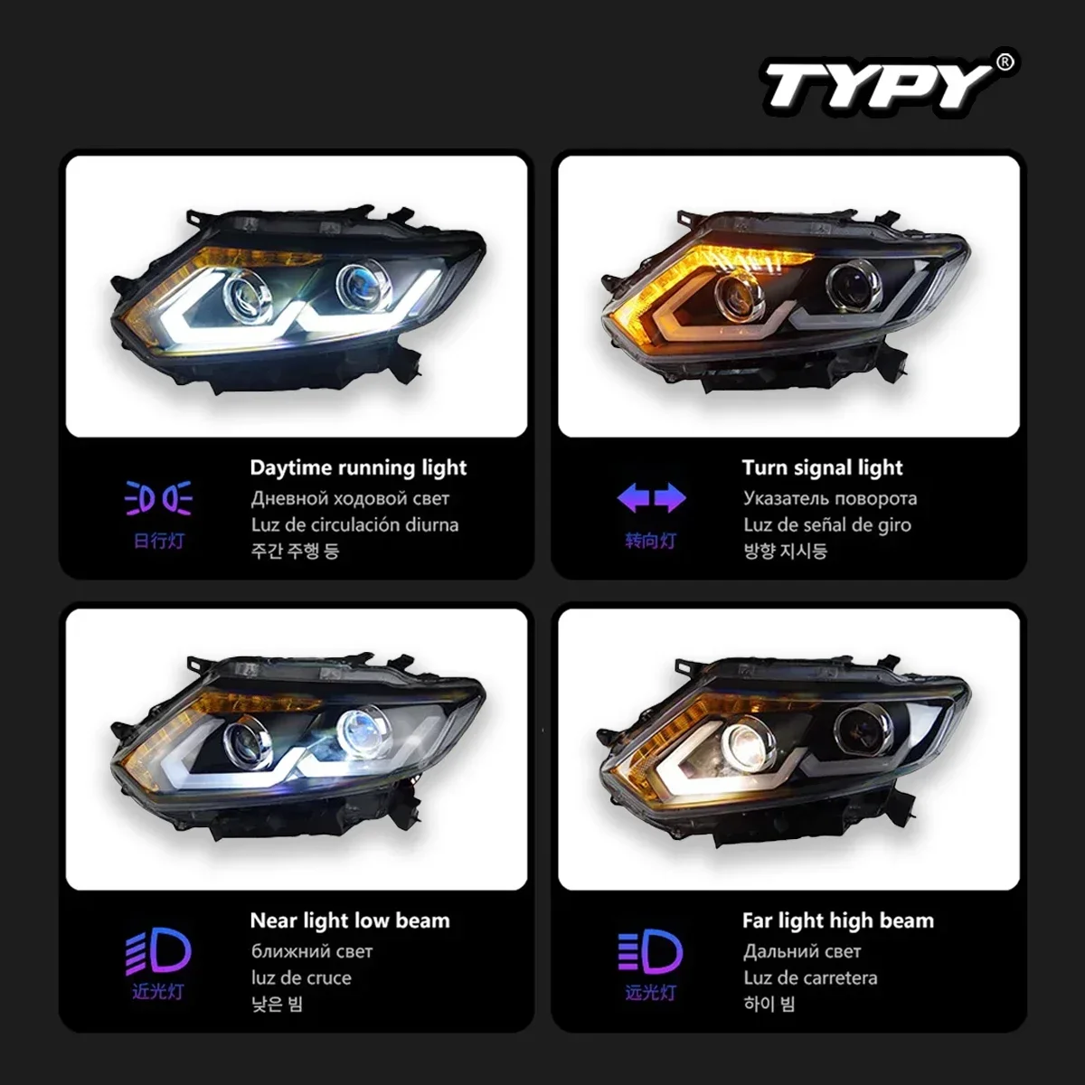 

TYPY новая светодиодная фара, обновленная, модифицированная для Nissan X-trail, 2014-2016, фара с динамическим сигналом, автоаксессуары