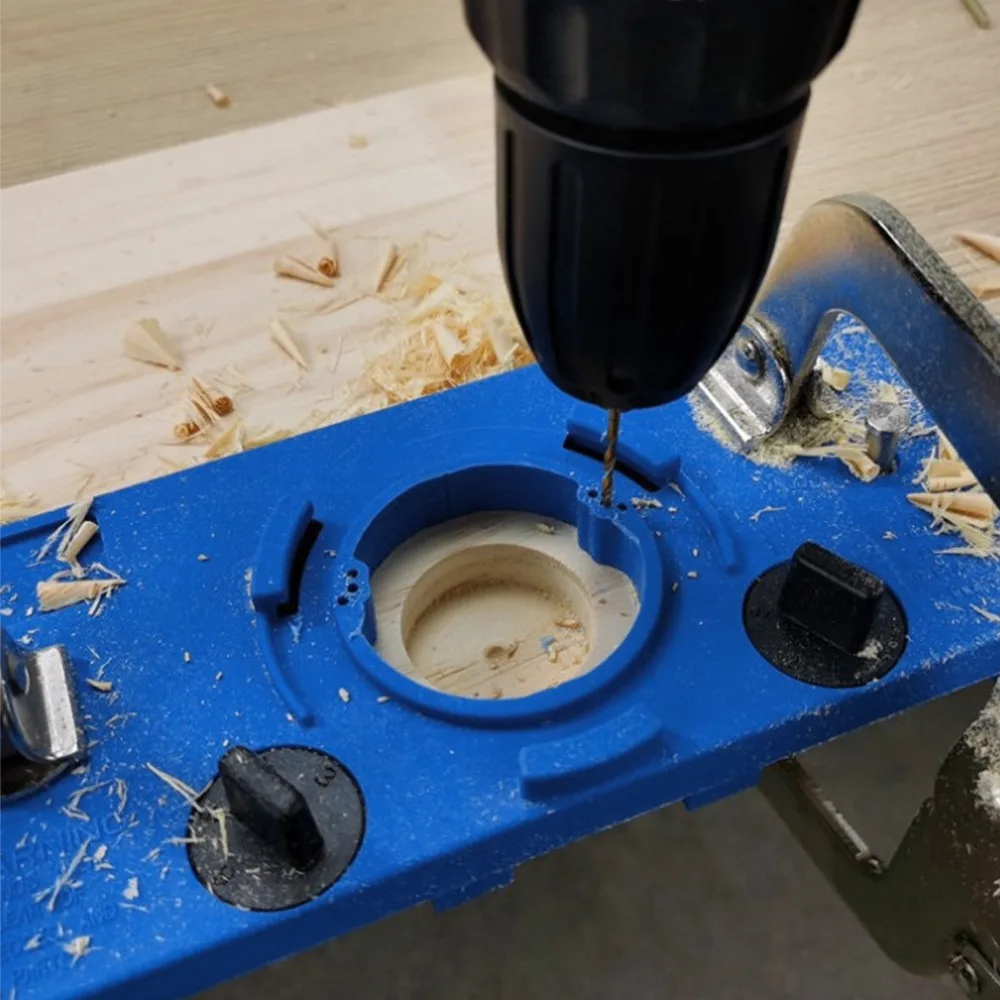 35mm Hole Size Concealed Hinge Jig High Accuracy Blue Color Woodworking Drill Guide Hardware Template Guide Multifunctional