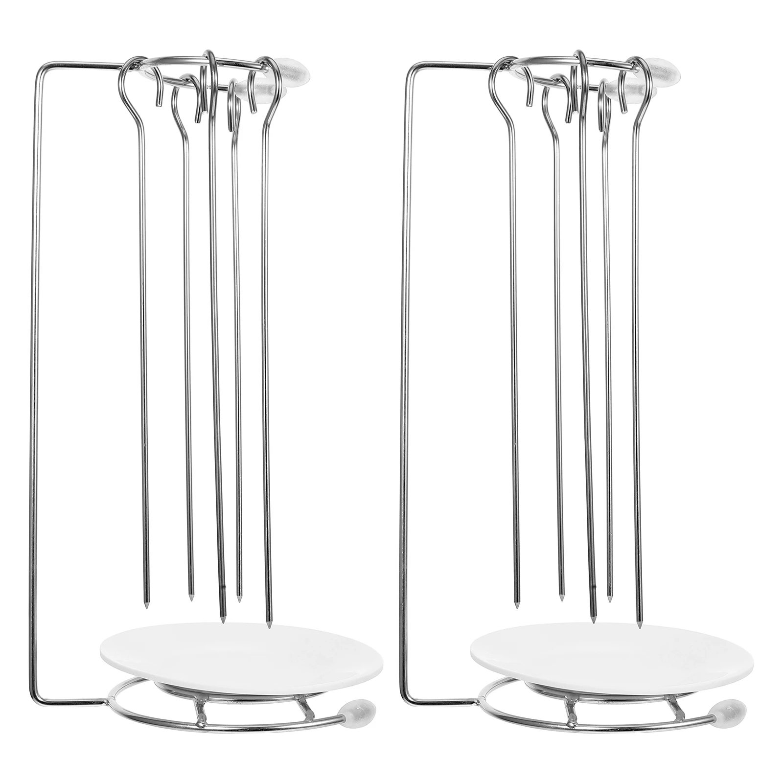 

2Sets Stainless Steel Bbq Hanging Rack Portable Barbecue Pick Drip Plate Durable Grill Food Rack Practical Outdoor Barbecue