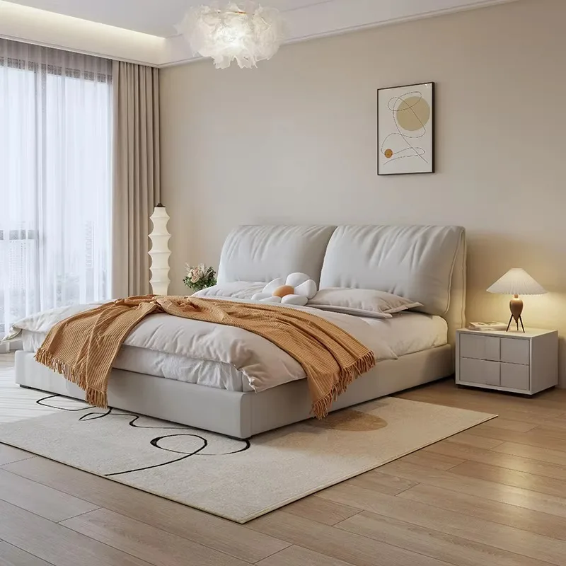 

Gray Waterproof Double Bed Platform Designer High Daybed Bedroom Double Bed Bases Living Room Lit 2 Personnes Home Furniture