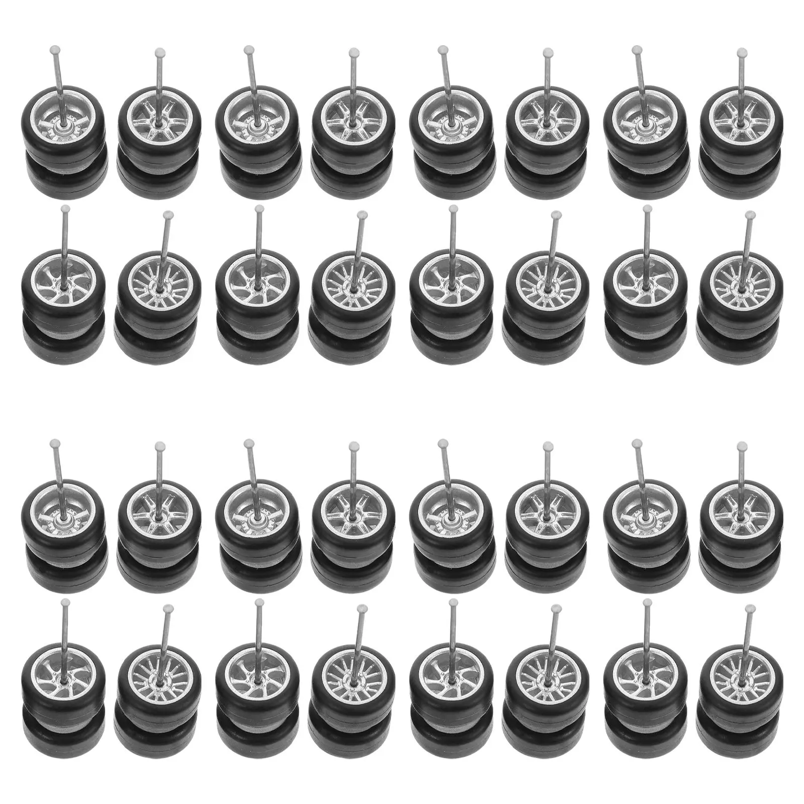 

16 Pairs Car Accessories Kids Vehicle Wheel Toy Parts Toys Wheels Black Model Replacement