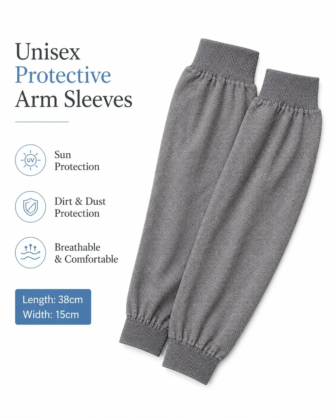 Extra Long Anti-Stain Sun Sleeves for Outdoor, UV Protection Arm Covers, Work Site Kitchen Protective Sleeves Unisex