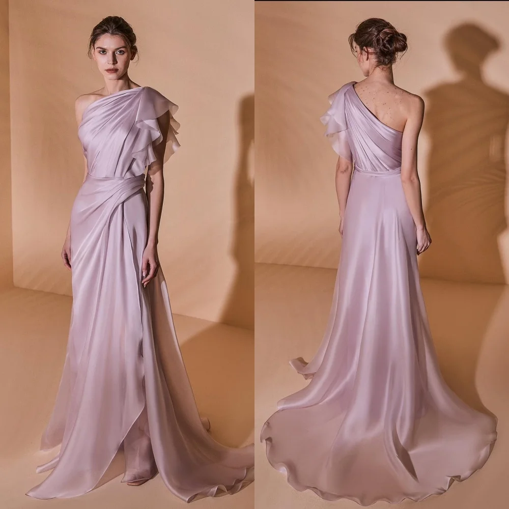 Customized Sexy High Quality Pleat Ruched Draped A-line Off-the-shoulder Long Dresses Bespoke Occasion Dresses Exquisite Elegant