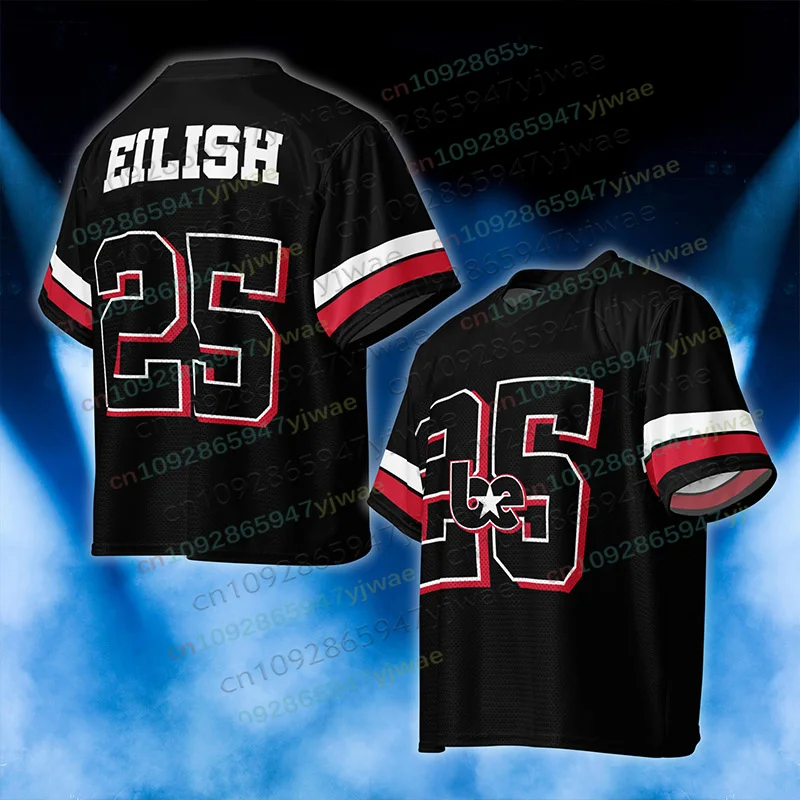 Herren Damen V-Ausschnitt T-Shirt Eilish Nr.25 Trikot Übergroß Trendig Sportlich Sommer Kurzarm Outdoor Atmungsaktiv Eltern-Kind T-Shirt – Detail 6
