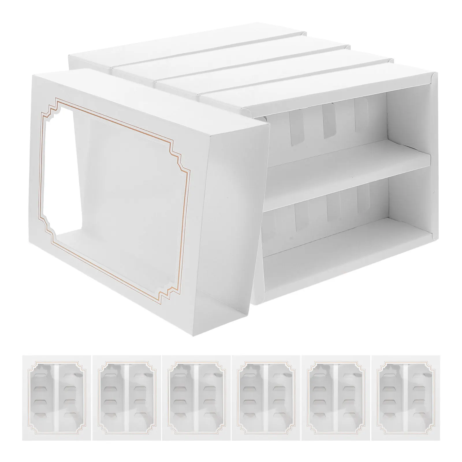 10Pcs Macaron Boxes Drawer Style Paper Packaging with Clear Window for Cookies Cakes Desserts Truffles
