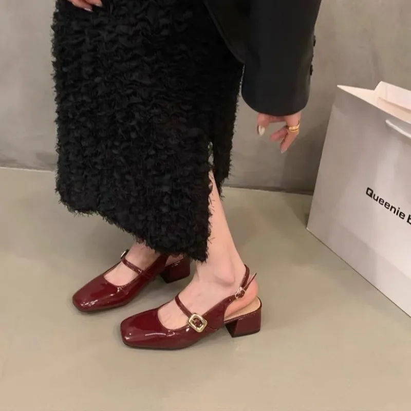 

New Style Fashion Designer Vintage Women Sandals Elegant Square Toe Shoes Ladies Casual Dress Street Style Sandals Zapatos Mujer