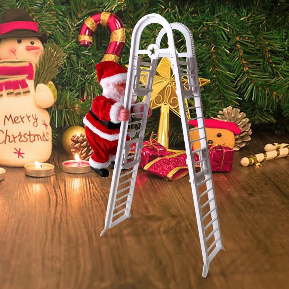 

Electric Climbing Santa Xmas Decorative Ornament for Home Party Desktop Cabinet Christmas Atmosphere Without Battery
