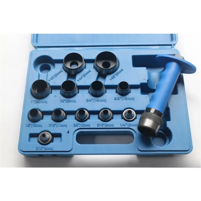 Interchangeable Round Belt Hole Punch 14 Sizes Leather Puncher Tool Set For Leather Craft DIY