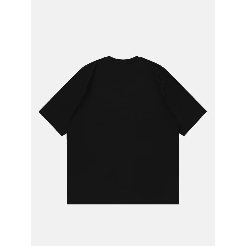 2025 أحدث فضفاض الثقيلة إلكتروني الطباعة عارضة الصيف قطنية عالية الجودة الطباعة قصيرة الأكمام زوجين تي شيرت طاقم الرقبة الإضافية