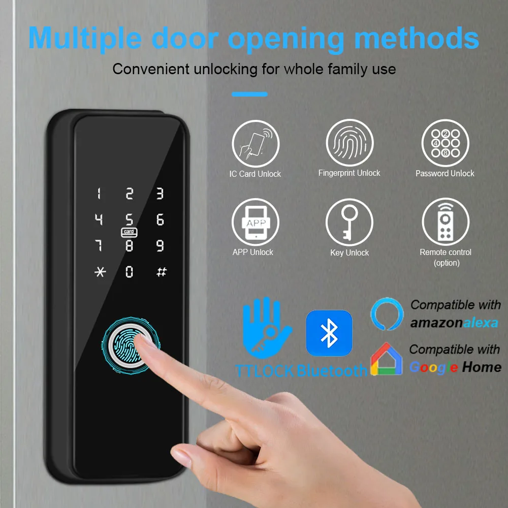 TTlock Electronic Smart Lock Outdoor Fingerprint Code IC Card Security Digicode Door Lock support Wifi Gateway G2 Remote Key R1