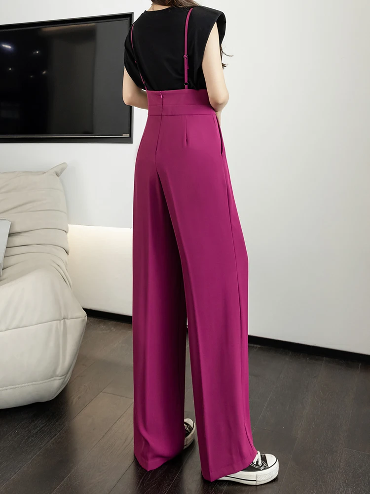 Summer Elegant Fashion Jumpsuit Women High Waist Rompers Straight Pants All-Match Style Jumpsuits Office Overalls Simple 2023