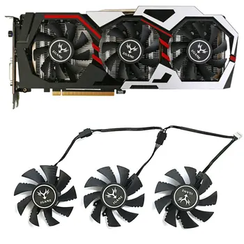 4PIN พัดลม GPU ขนาด75มม. สำหรับ GTX1080TI หลากสี iGame GeForce GTX 1060 1070พัดลมทำความเย็นการ์ดกราฟิก1080 1070TI