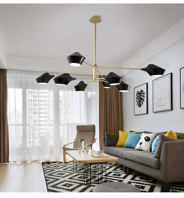 

REVEN American Modern Pendant Lamp Branch Chandelier Three Color Change Ceiling lamp Adjustable Height for Staircase Lustre