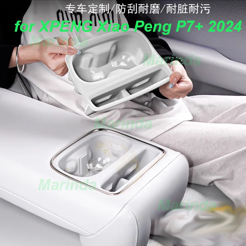 

Автомобильный держатель для чашки заднего ряда для XPENG Xiao Peng P7 + 2024, силиконовый ящик для хранения чашек, ящик для хранения в подлокотнике, аксессуары для интерьера
