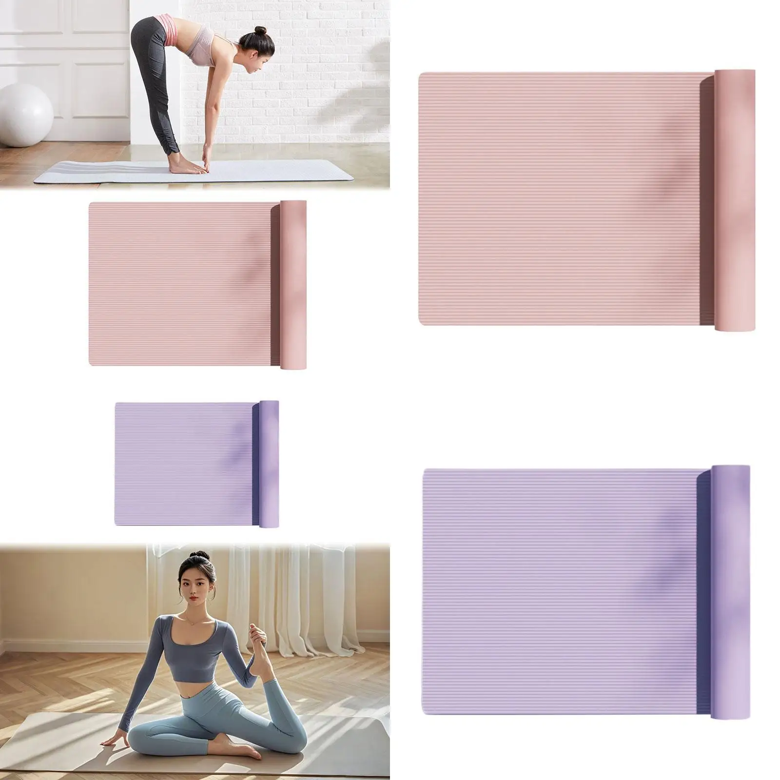 Yogamatte, 10 mm, rutschfest, Stoßdämpfung, für drinnen und draußen, Springseilmatte, Fitnessmatte für Damen, Pilates, Sport, Meditation, Anfänger