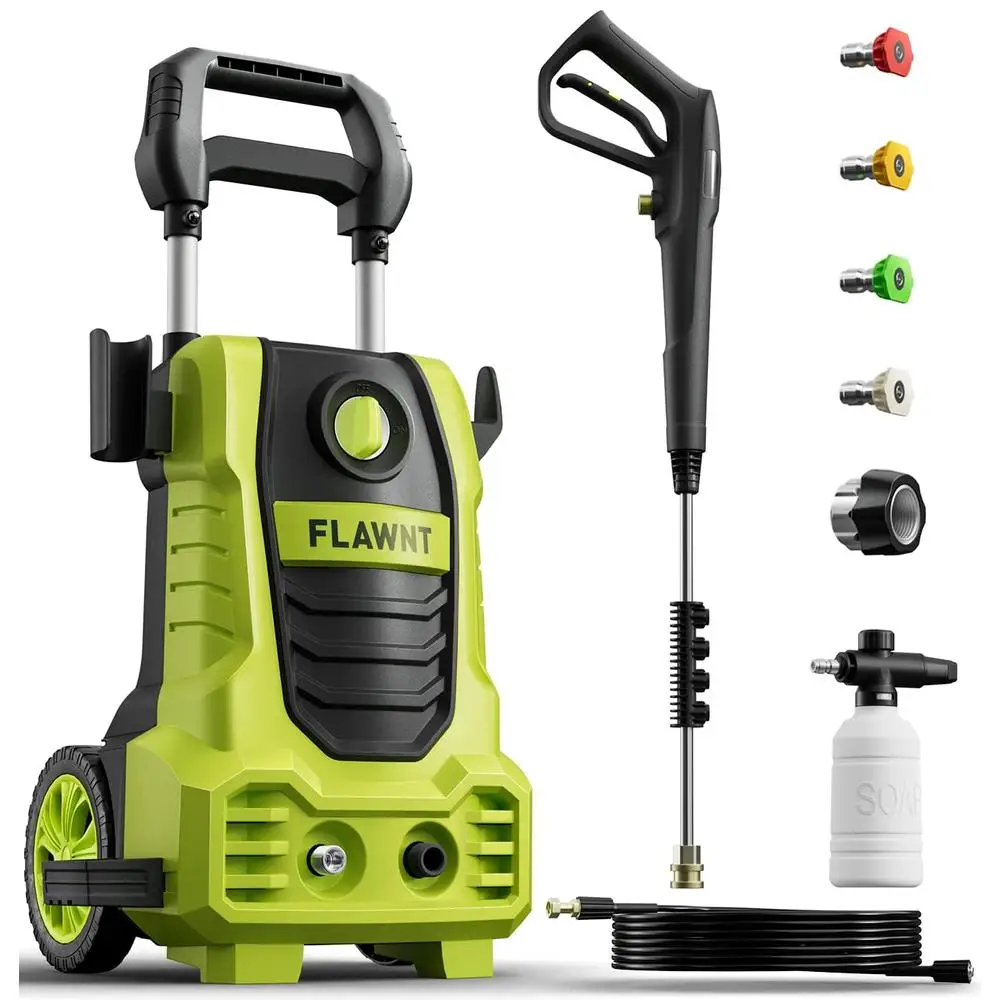 2030 PSI Electric Pressure Washer 26FT Hose Cleaner with 4 Nozzles Versatile Surface Cleaning Enhanced Mobility & Stability