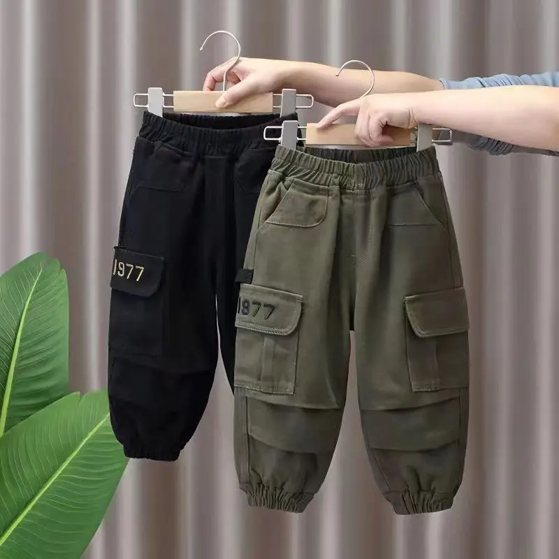 Spring and Autumn Kids Boys Pants 2024 New style Children\'s Handsome Cargo pants Cotton Boys Baby Casual Pants 2-8Y