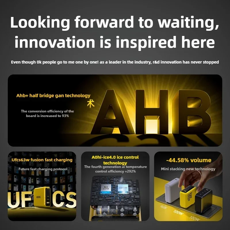 Aohi 100W GaN Charger Dual Type-c Interface Super Fast Charge Charging Head Data Cable Set Suitable for Mobile Phones/notebook