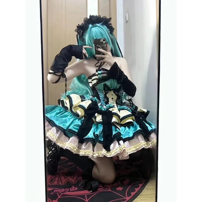 SN55Cosplay одежда Мику Royal Highness принцесса аниме анимация cos одежда сексуальный полный комплект с бантом @ 54WE