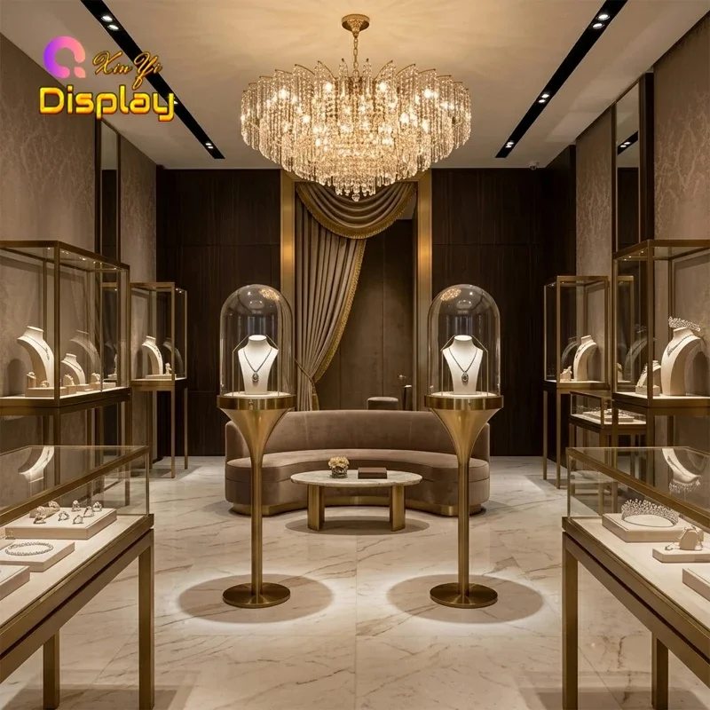 custom.Factory Price Jewelry Display Pedestal LED Lighting Heavy Duty Eco-Friendly Customized Glass Dome Lockab
