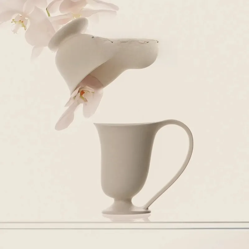 High foot handmade ceramic coffee cup