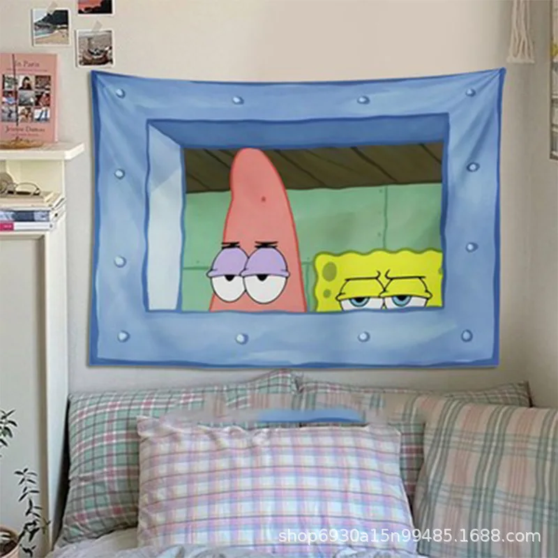 SpongeBob Patrick Star Small Tapestry Men and Women Room Decor Background Cloth Decorative Blanket Children Birthday Gifts New