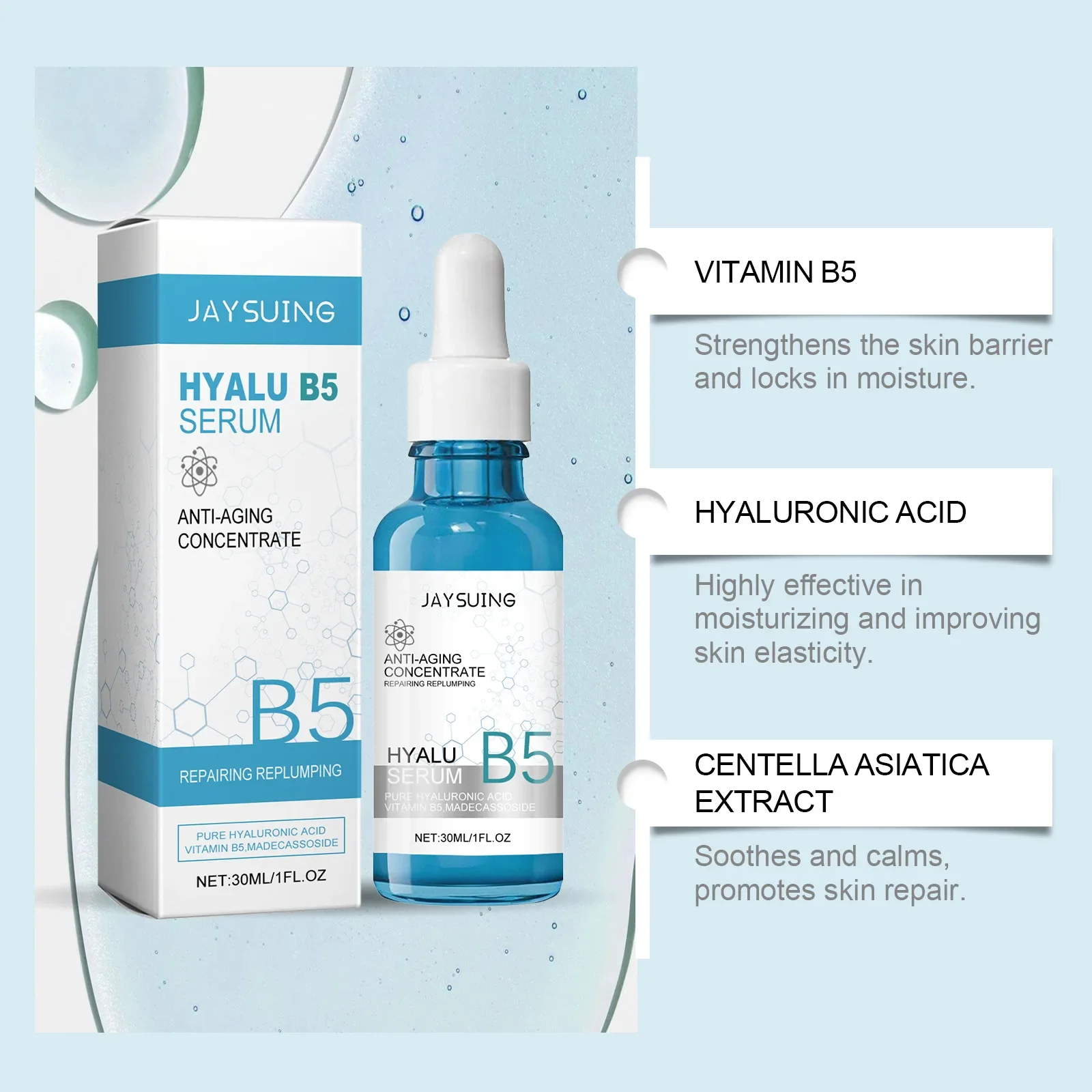 Jaysuing B5 Essence Serum for Firming and Tender Skin, Enhancing Skin Elasticity and Reducing Dryness and Roughness