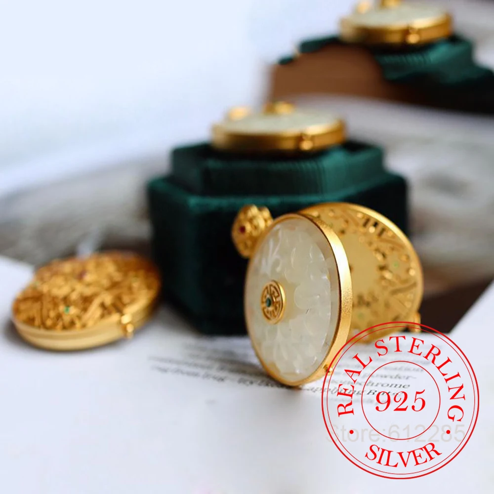 

Ювелирные изделия из стерлингового серебра 925 пробы, натуральный нефрит, позолоченный 24-каратным золотом, узорчатый кулон-подвеска для женщин, на свадьбу, вечеринку, подарок для подруги