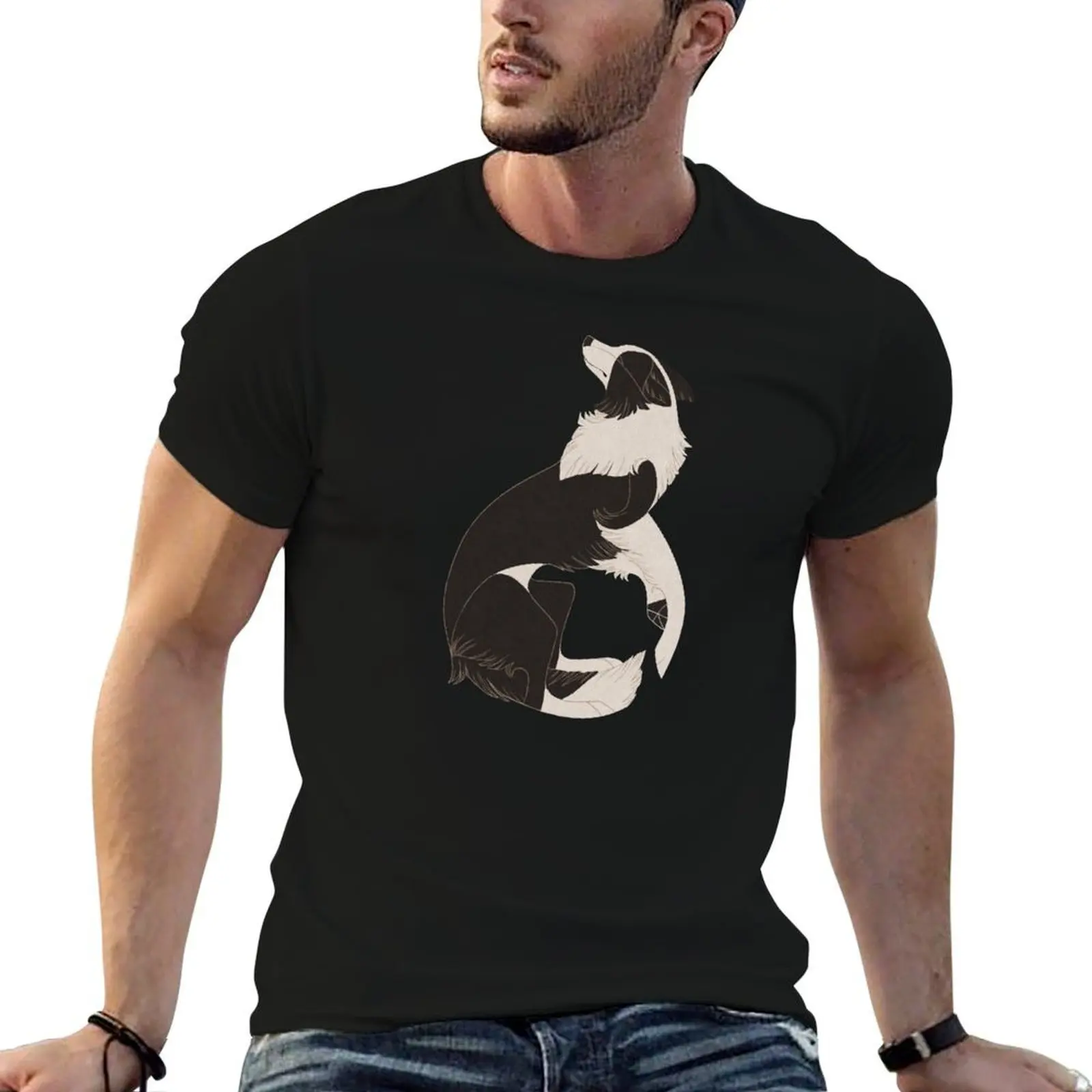 Geometric dogs - Border Collie T-Shirt shirts graphic tees vintage t shirts black t-shirts for men