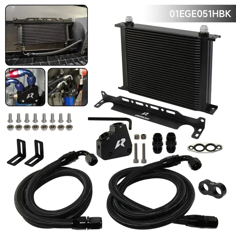 AN10 Engine Oil Cooler 30/34 Row w/ Bracket Kit For Chevrolet Corvette Camaro GM C5 C6 LS1 LS2 1997-2019 Cadillac CTS-V Black
