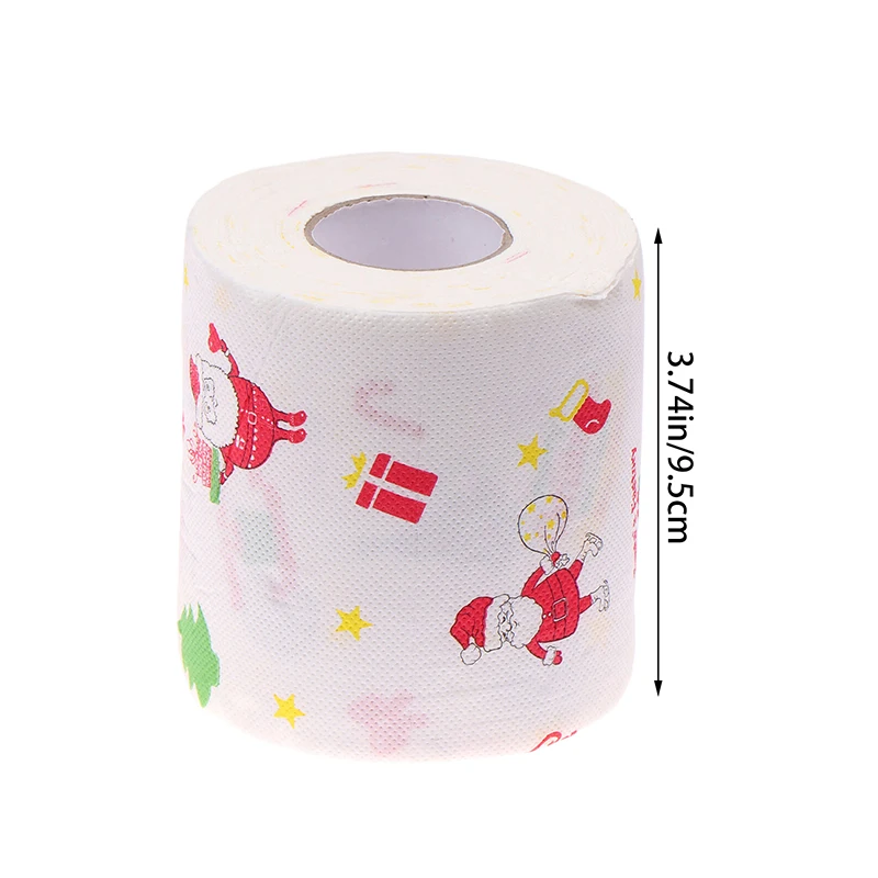 1 rollo de papel higiénico creativo de dibujos animados, serie de patrones navideños divertidos, rollo de papel de Papá Noel, Reno, rollos de papel higiénico, servilletas