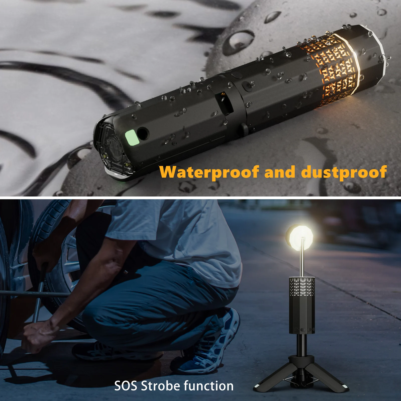 Lampada da campeggio esterna Lampada da campeggio per manutenzione a espulsione automatica da tre piedi, torcia portatile, sospesa e resistente ai falli