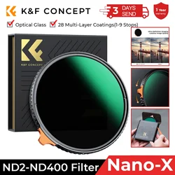 K&F CONCEPT ND2 to ND400 Lens HD ND Filter Fader Easy to Variable Adjustable Neutral Density 49mm 52mm 58mm 62mm 67mm 77mm 82mm