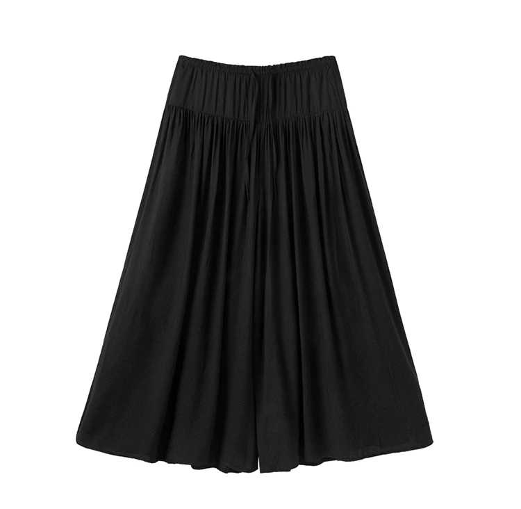 Übergroße Plissierte Weite Hose in Übergröße mit Elastischem Bund, Plissierter Eisseidenrock, Hochgeschnittene Modische Hose – Detail 22