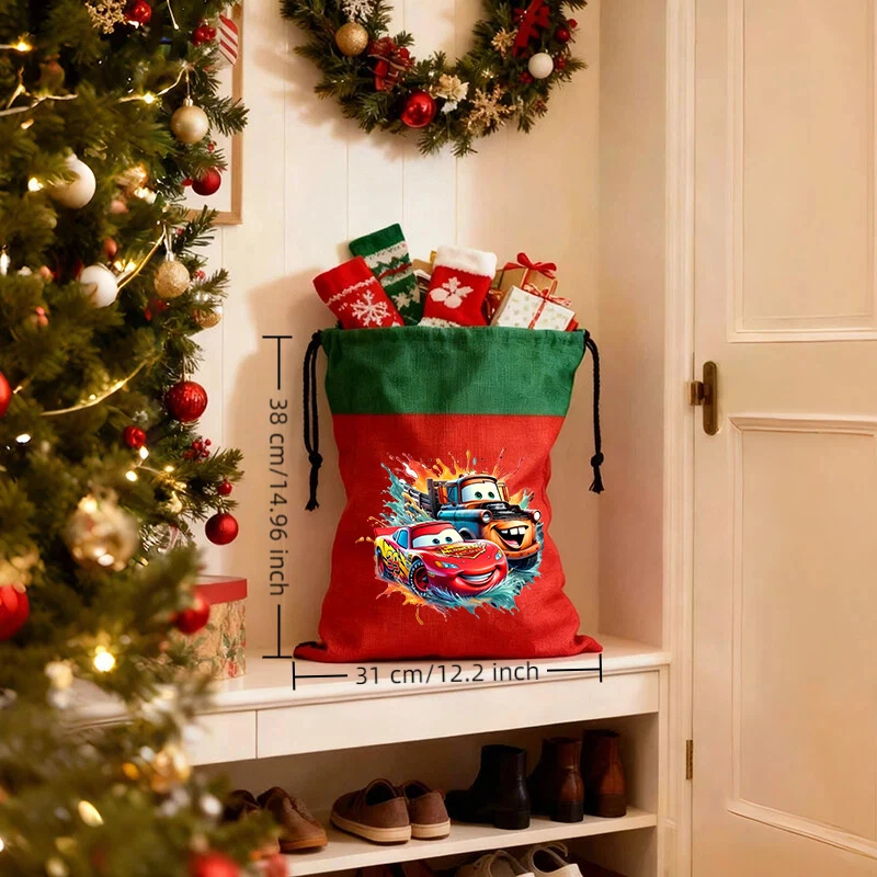 

Cars McQueen Christmas Drawstring Gift Bag Present Sack Packaging Reusable Bag Pouch Party Holiday Festive child Present Bag