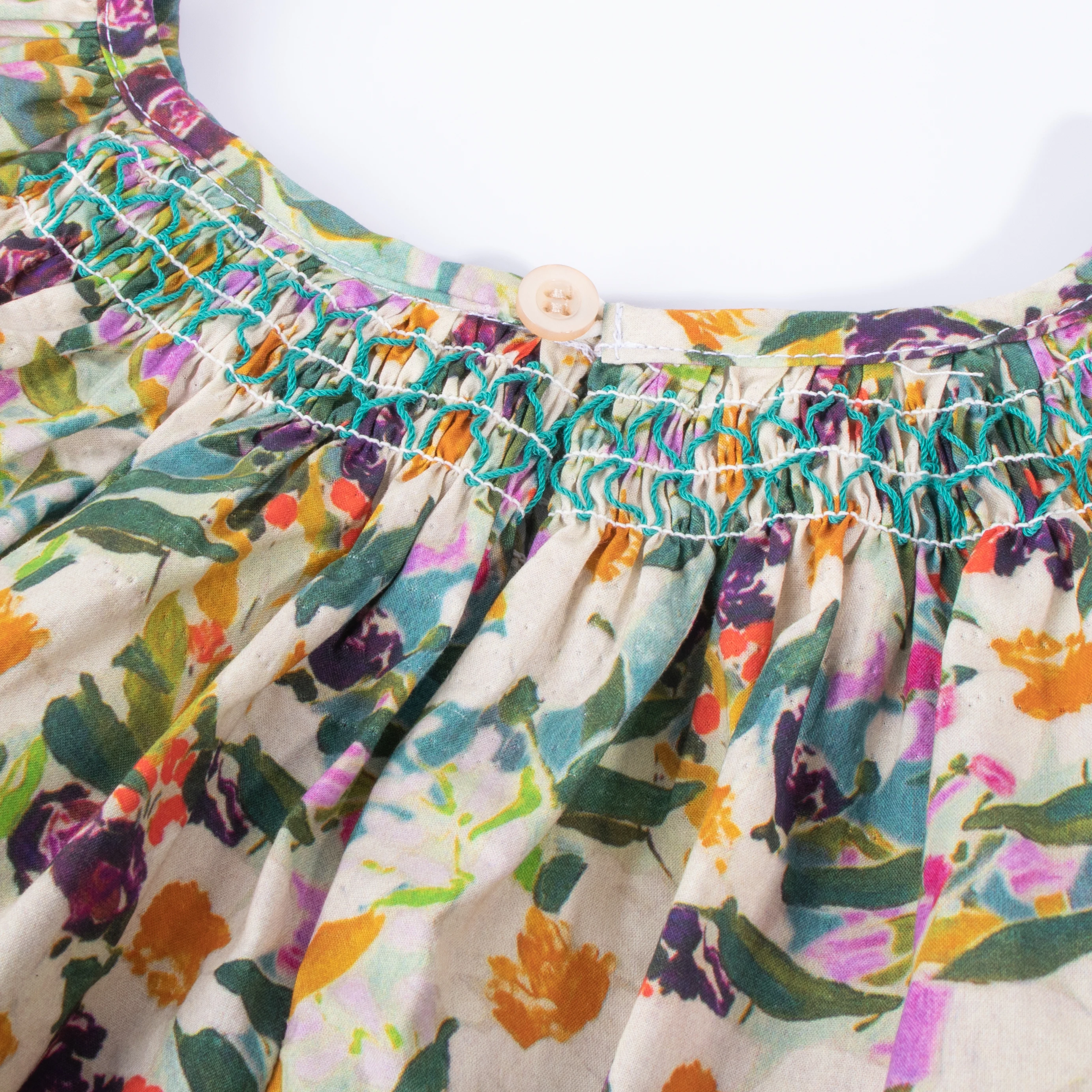 Blumen-Sommerkleid für Mädchen im Alter von 1, 2, 3, 4, 5, 6 Jahren, Smockdesign mit fliegenden Ärmeln, für Babys und Kleinkinder, tägliche süße Kleidung – Detail 27