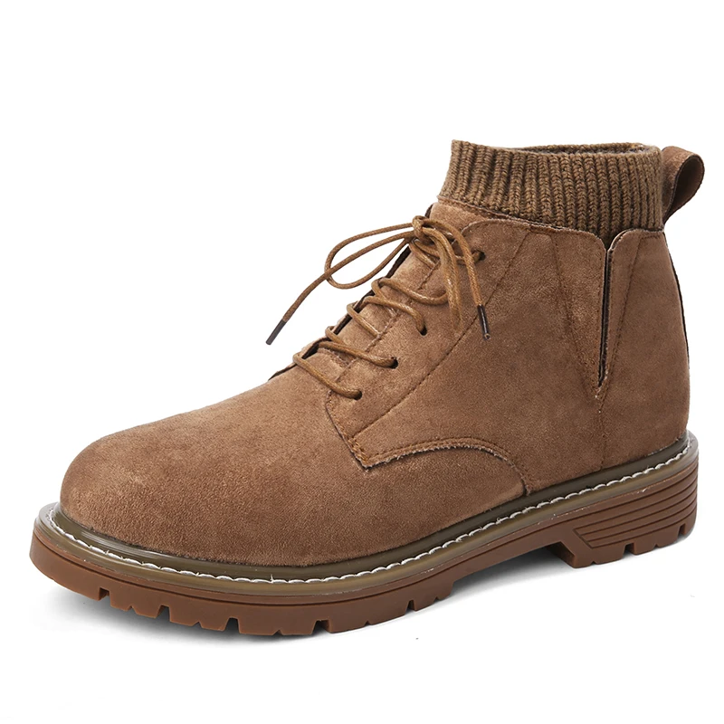COZOK New Fashion High-top Men's Boots Stretch Knit winter Men's Casual Boots Jungle Mountaineering Wide Bottom Platform Boots - Image 3