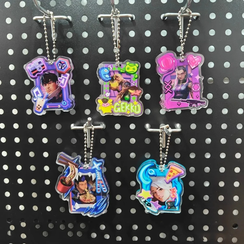 Game VALORANT Gekko Reyna Jett Cosplay Keychain Yoru Cartoon Acrylic Keyring Backpack Pendant Accessories