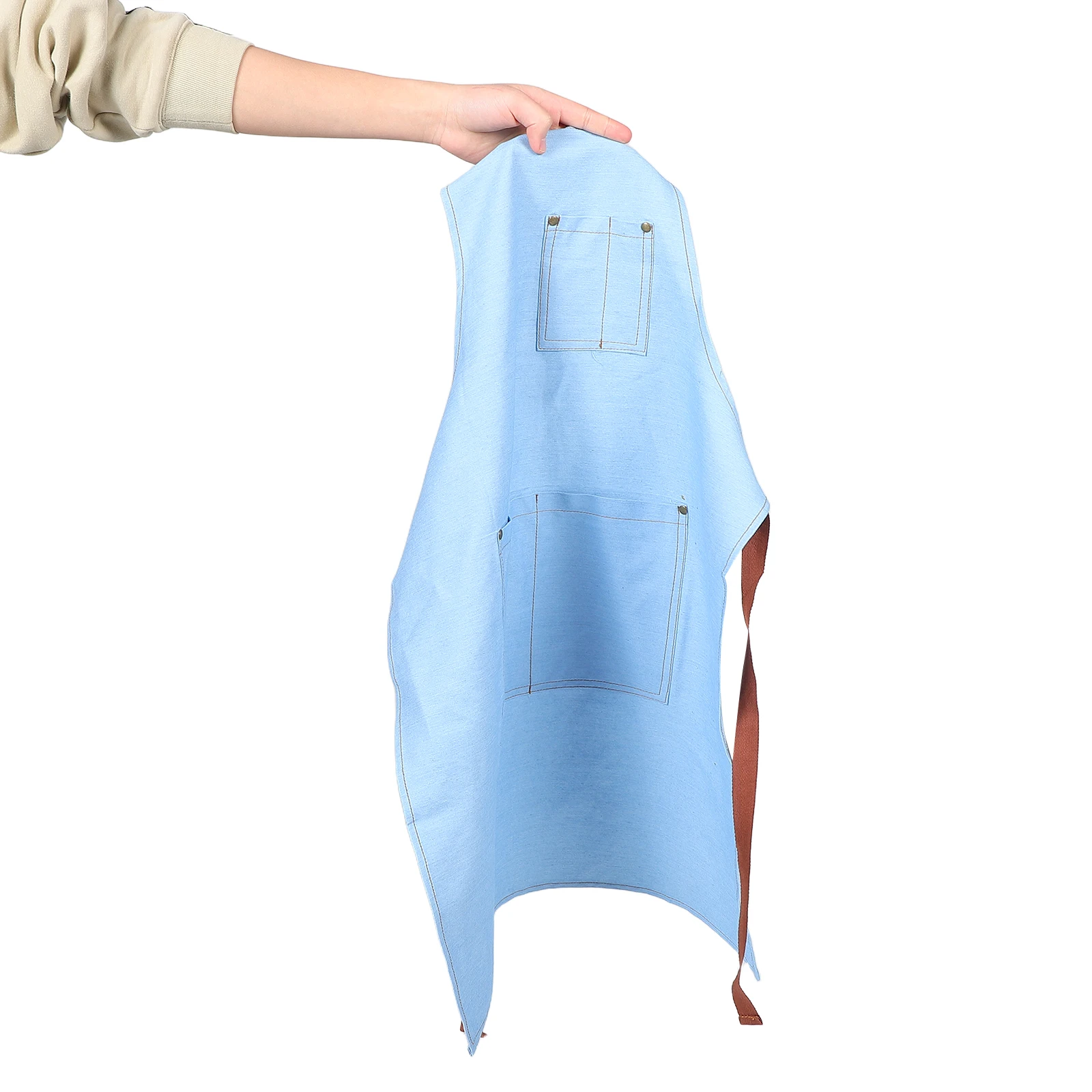 

Denim Apron For Women Stylish Kitchen Workwear With Pockets Adjustable Neck Strap For Cooking Restaurant Studio Use Bib