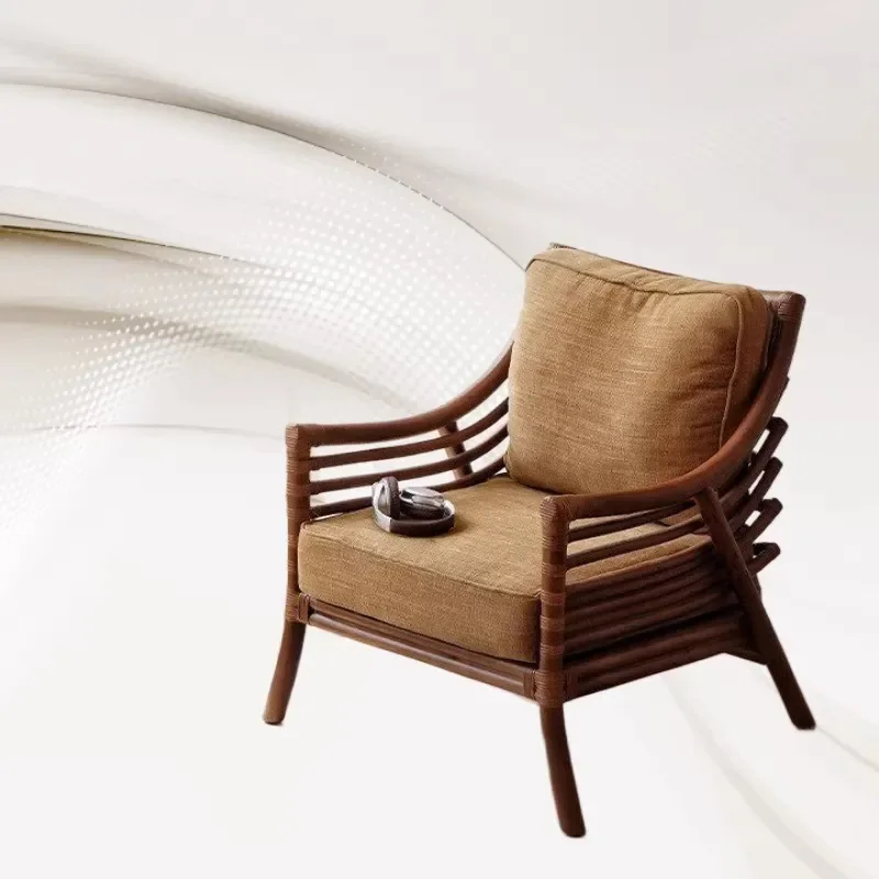 Rattan Single Sofa Chair Living Room Leisure Backrest Balcony Lazy Chair Homestay Courtyard Furniture