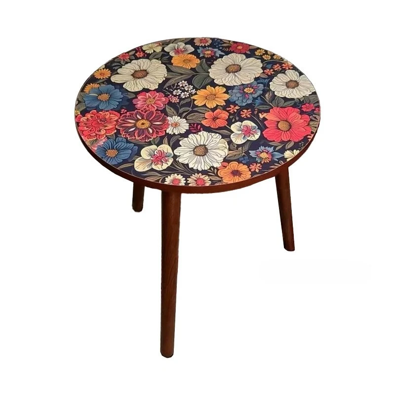 

Side table coffee table sofa side cabinet Nordic pattern Internet celebrity bedroom small round table living room corner bedside